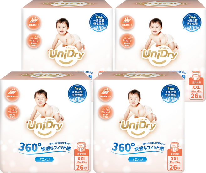 UniDry 優力寶 奢柔優選抱抱褲/褲型尿布 15~25kg, 104個, 超大碼 (2XL)