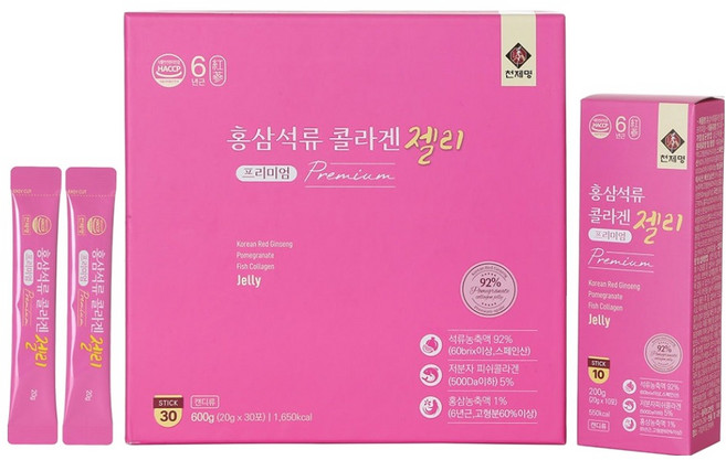 CHUN JAE MIUNG Korea Red Ginseng 紅參石榴膠原蛋白果凍 30入, 600g, 1個