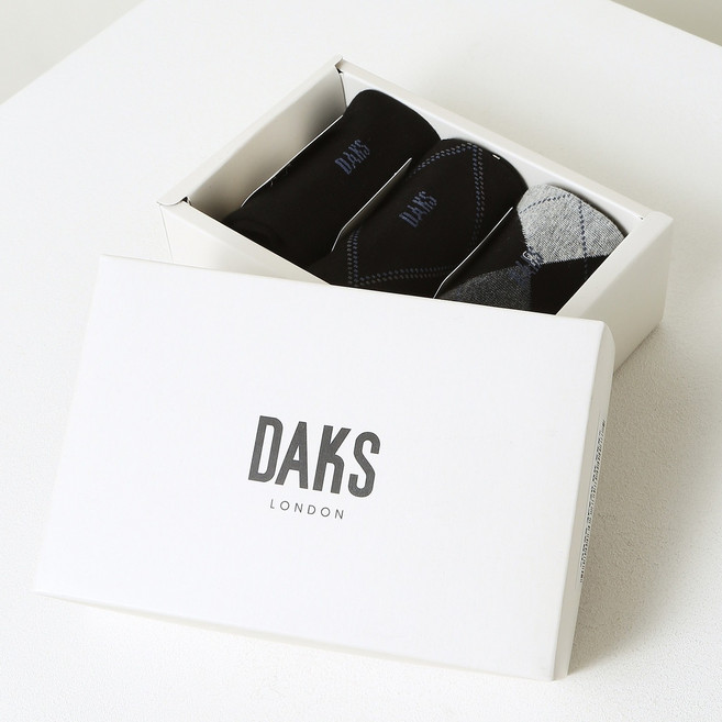 닥스 남성용 면혼방 아가일 혼합 장목 양말 3켤레