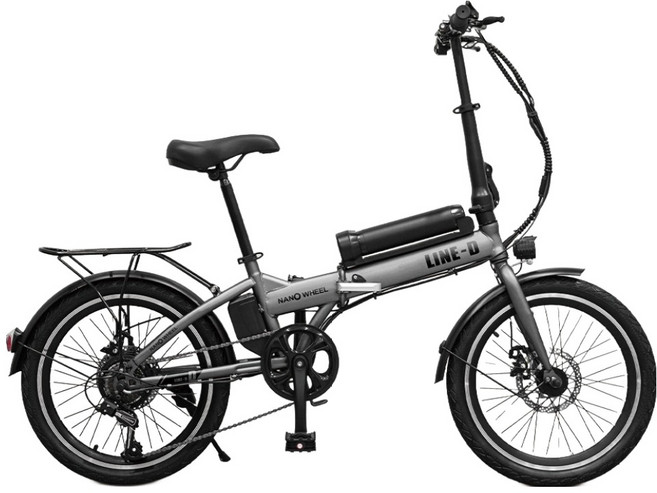 나노휠 라인D 접이식 전동 전기자전거 36V 8Ah 고객직접설치, 스틸 + 알루미늄, 그레이