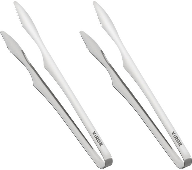 비로르 304 스텐 캠핑 주방 고기 요리 악어 집게, 실버, 2개