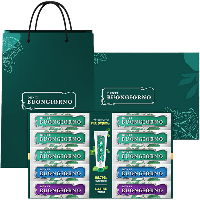 덴티본조르노 치약 구취 100g x 6p + 잇몸 100g x 2p + 치석 100g x 2p 선물세트 + 쇼핑백, 1세트