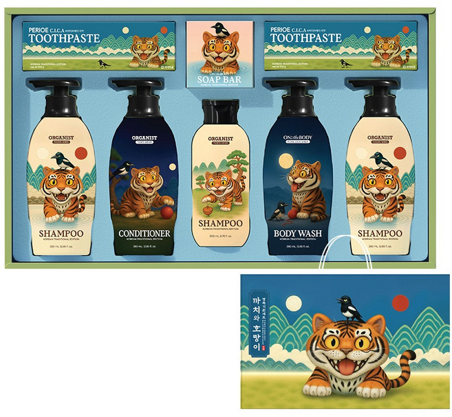 오가니스트 LG생활건강 K까치와호랑이 프리미엄 선물세트 + 쇼핑백, 1세트