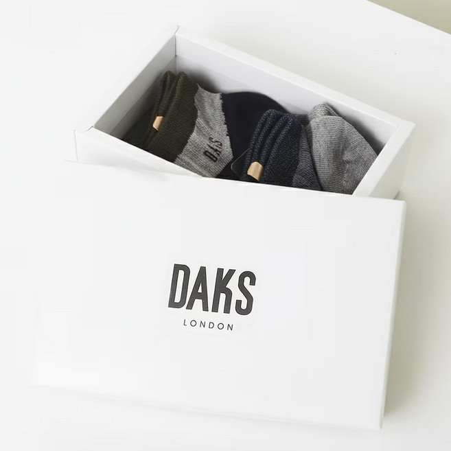 닥스 남성용 면혼방 컬러블록 단목 양말 2켤레