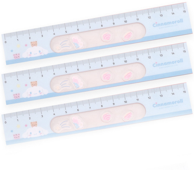 산리오 캐릭터 쉐이커 눈금자 15cm, 시나모롤, 3개