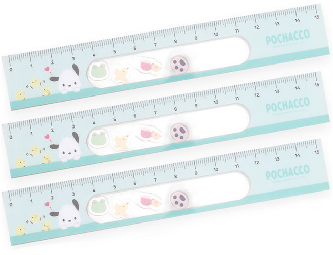 산리오 캐릭터 쉐이커 눈금자 15cm, 포차코, 3개