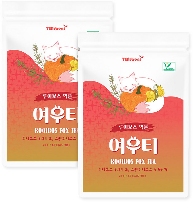 TEA treat 路易波士飲用狐狸茶, 2個, 20入, 1.55g