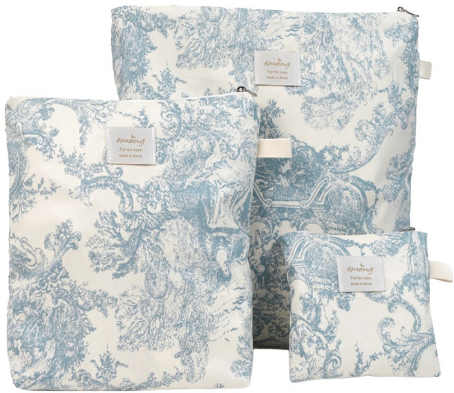 이몽 뜨왈드주이 어린이집 준비물 방수 파우치 3종 세트, 블루