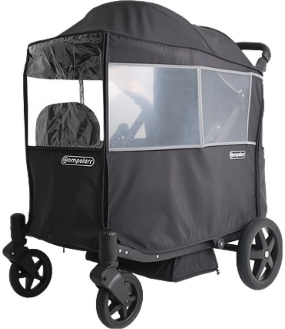 pompolarr N2 嬰兒推車專用防風罩, 黑色, 1個