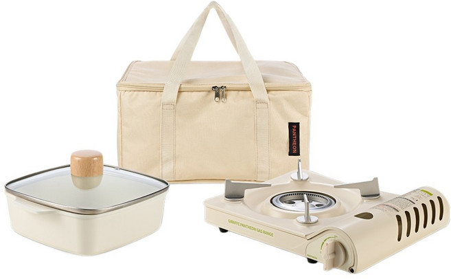 PANTHEON B 瓦斯爐 + 多功能鍋 + 收納袋組合, 1套, 奶油象牙白