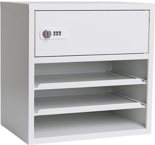 히키스 컴팩디자인 프라이빗 오피스 스틸 미니금고 3단 서랍장 MS20, 화이트