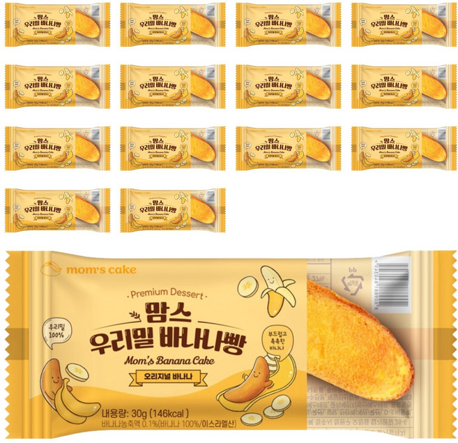 맘스케이크 바나나빵 오리지널, 15개, 30g