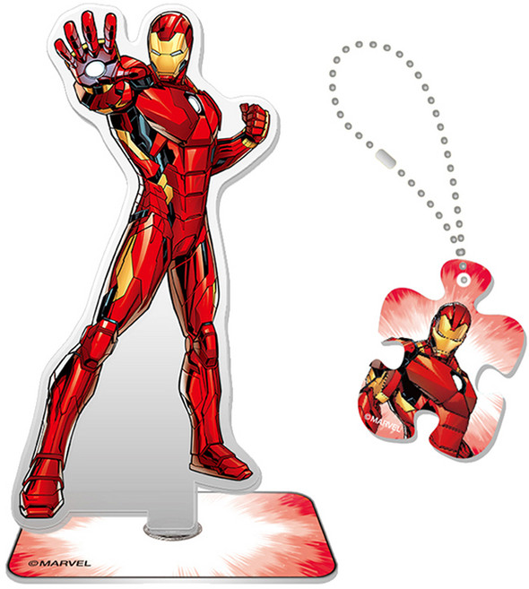 퍼즐라이프 마블 어벤저스 아이언맨 아크릴 스탠드 + 키링 세트 MAS304, 1세트
