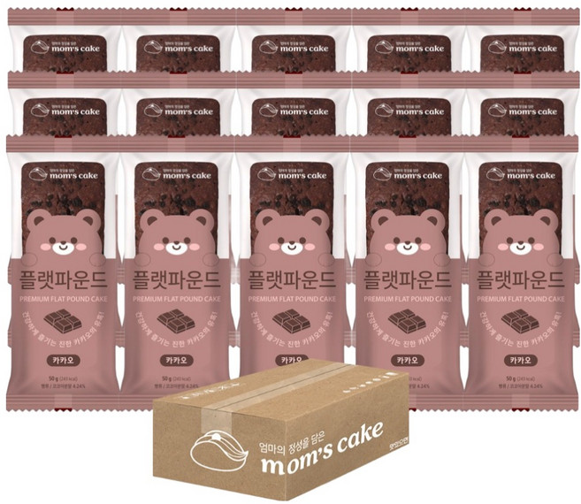 mom's cake 扁平磅蛋糕可可粉, 15個, 50g