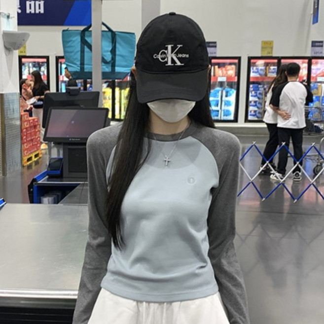 더플로우커머스 여성용 데일리 무드 투톤 래글런 티셔츠