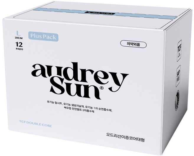 오드리선 TCF 더블코어 생리대 날개형, 대형, 12개입, 1개