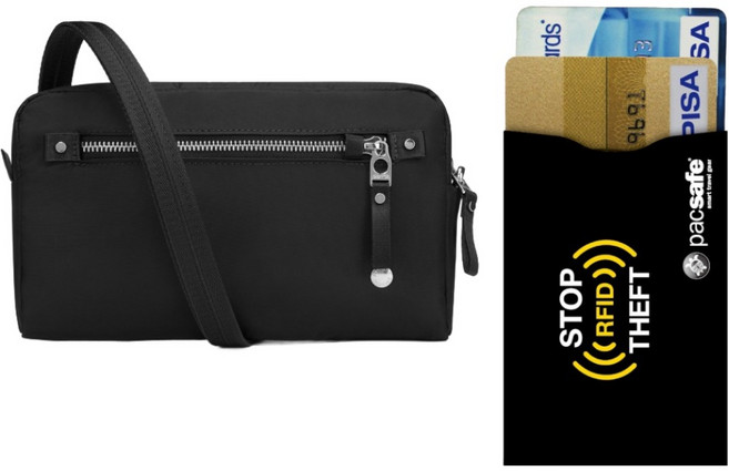 pacsafe W 3合1單肩&斜揹包 + 卡套2件組, 黑色(包)