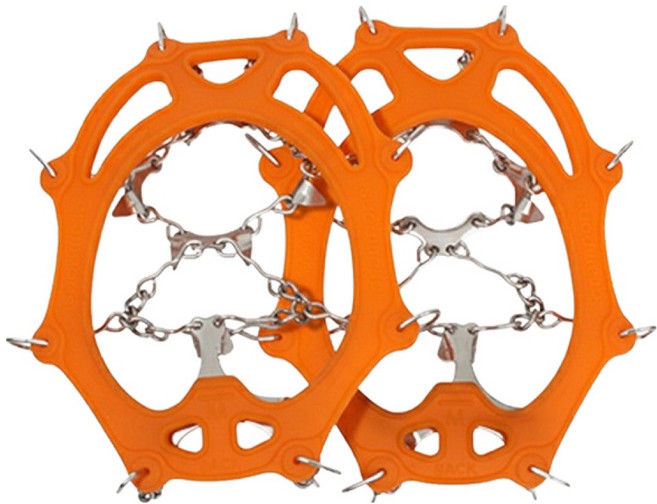 SAPA 冬季登山釣魚12爪鏈條冰爪 雙腳穿戴套組, 橘色