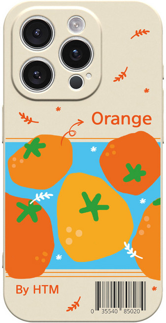 hottmall 清新柳橙手繪米色手機殼