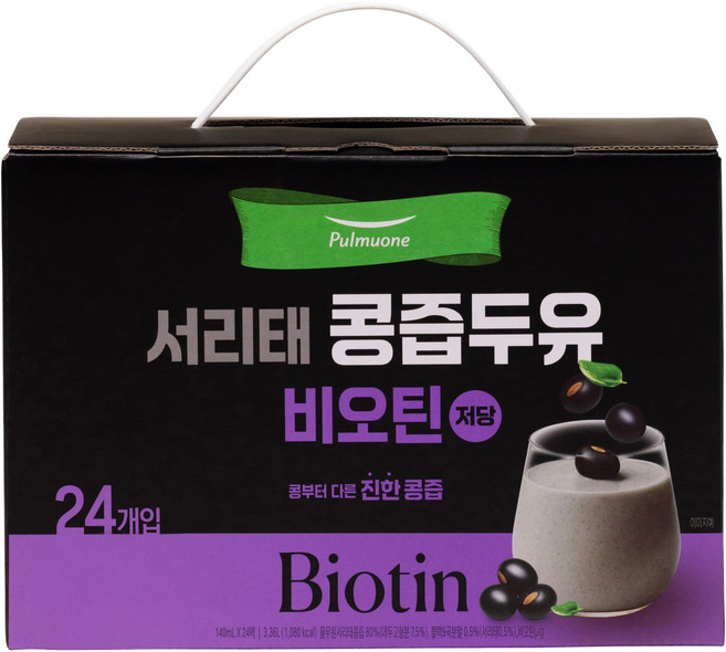 풀무원녹즙 저당 서리태 비오틴 콩즙두유, 140ml, 24개