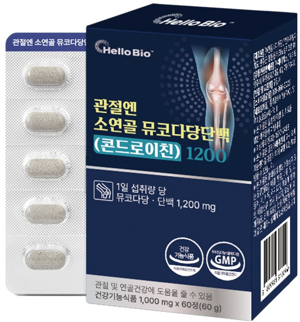 헬로바이오 관절엔 소연골 뮤코다당단백 콘드로이친 1200, 1개, 60정