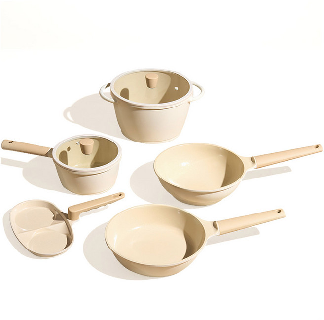 트루쿡 인덕션 IH 세라믹 후라이팬 냄비 5종 세트, 1세트, 베이지