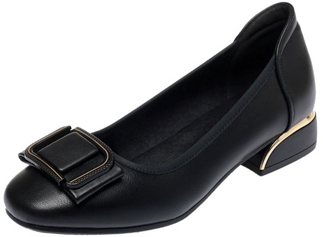 Picaso 여성용 폭신 발편한 가죽 금장 버클 펌프스 3cm 7088