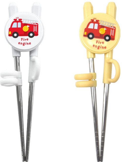 키친유 부릉부릉 1단계 교정용 젓가락 2종 세트, 화이트, 연노랑, 1세트