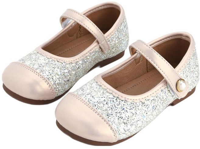 TXHSH 글리터 진주 포인트 반도 구두