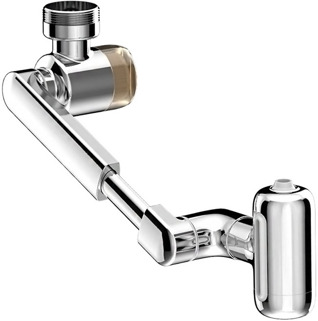Kyhome 伸縮機械臂水龍頭延伸器 1440度旋轉增壓濾水器/節水器/家用自來水淨水器 銀色, 1個