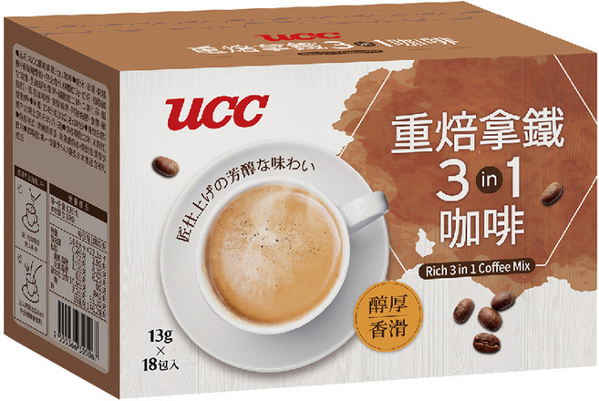 ucc 重焙拿鐵3合1咖啡