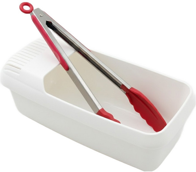 UH홈데코 전자레인지 파스타 쿠커 + 조리 집게 세트, 화이트, 레드, 1세트