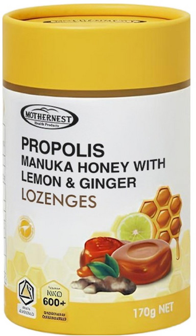 마더네스트 프로폴리스 마누카허니 MGO 600+ 위드 레몬 진저 로젠지스 캔디, 1개, 170g
