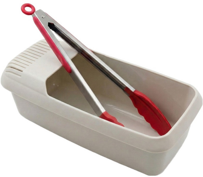 UH홈데코 전자레인지 파스타 쿠커 + 조리 집게 세트, 그레이, 레드, 1세트