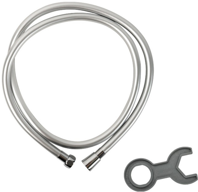 두진 욕실 튜브형 샤워호스 + 스패너 세트, 1.5m, 실버