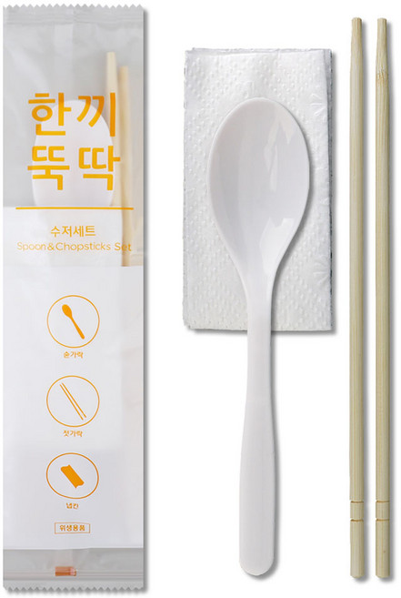 블룸엣홈 맛있는 한끼 수저 + 냅킨 세트, 30세트