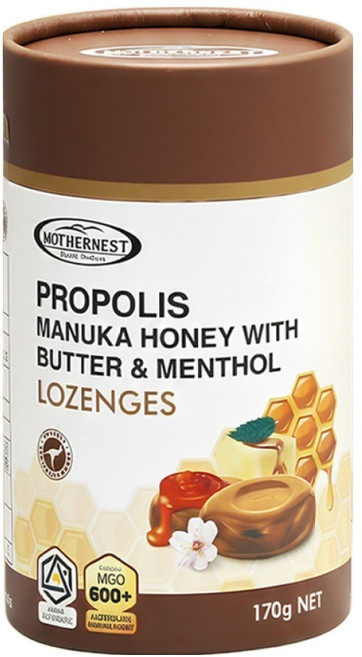 마더네스트 프로폴리스 마누카허니 MGO 600+ 위드 버터 멘톨 로젠지스 캔디, 1개, 170g