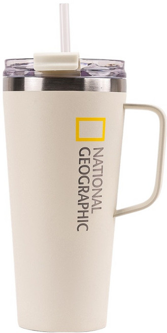 릴팡 내셔널지오그래픽 크루즈 이중스텐 핸들텀블러, 크림, 945ml, 1개