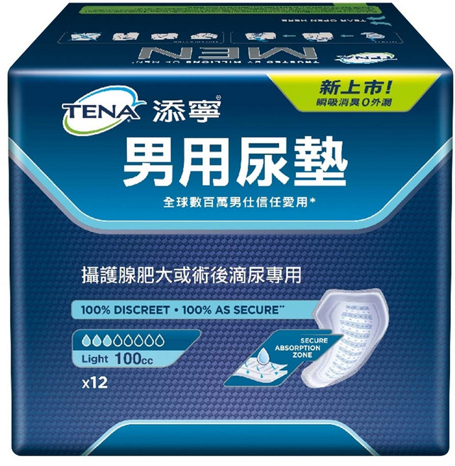 TENA 添寧 男用尿墊 Level 1, 23cm, 1個, 12個裝