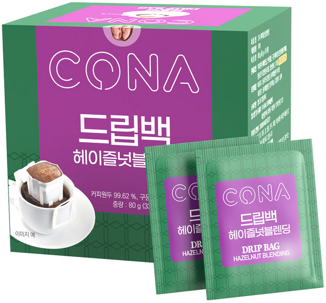 CONA 헤이즐넛 블렌드 드립백 커피, 10개입, 8g, 1개