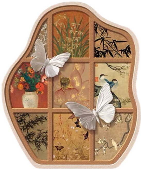 바이데 앤틱한 느낌의 협탁 거실테이블 장식 액자, 골드버터플라이 아이보리 엣지