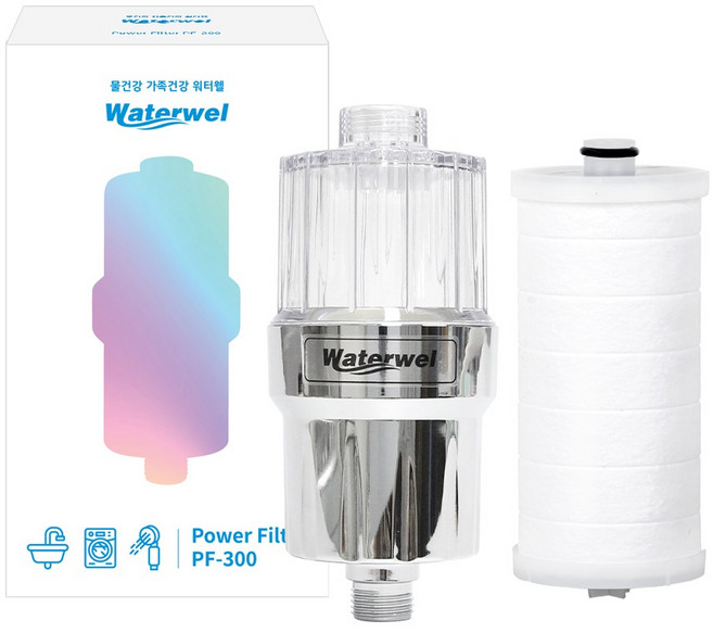 워터웰 파워필터 샤워기 PF-300 세트, 1세트, 메탈