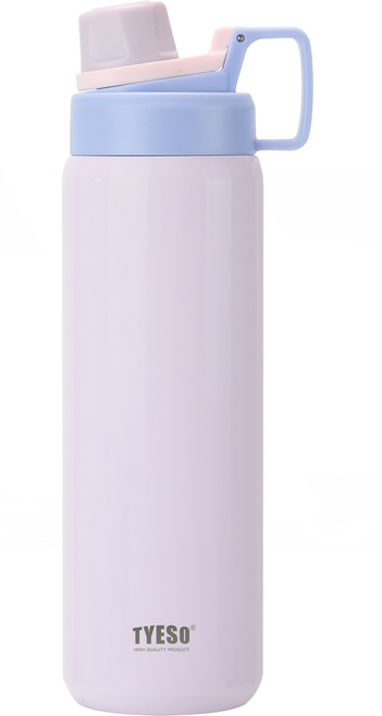 TYESO 泰碩 304不鏽鋼幻彩系列運動保溫水壺, 淺紫色, 900ml, 1個