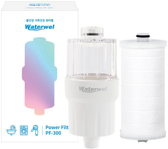 워터웰 파워필터 샤워기 PF-300 세트, 1세트, 화이트