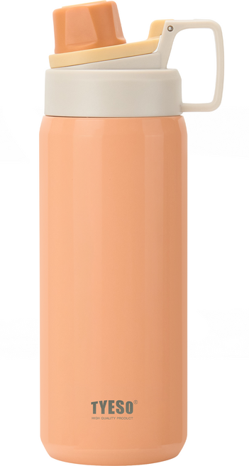 TYESO 泰碩 304不鏽鋼幻彩系列運動保溫水壺, 淺橙色, 750ml, 1個