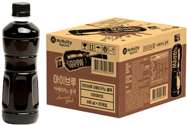 맥널티커피 아이브루 아메리카노 블랙커피 무라벨, 400ml, 20개