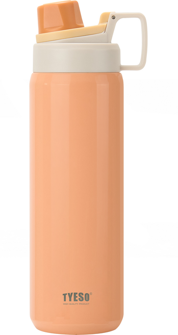 TYESO 泰碩 304不鏽鋼幻彩系列運動保溫水壺, 淺橙色, 900ml, 1個