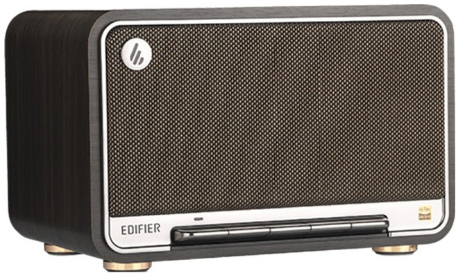 에디파이어 레트로 복고풍 60W 무선 탁상 블루투스 스피커, D32, 블랙 월넛