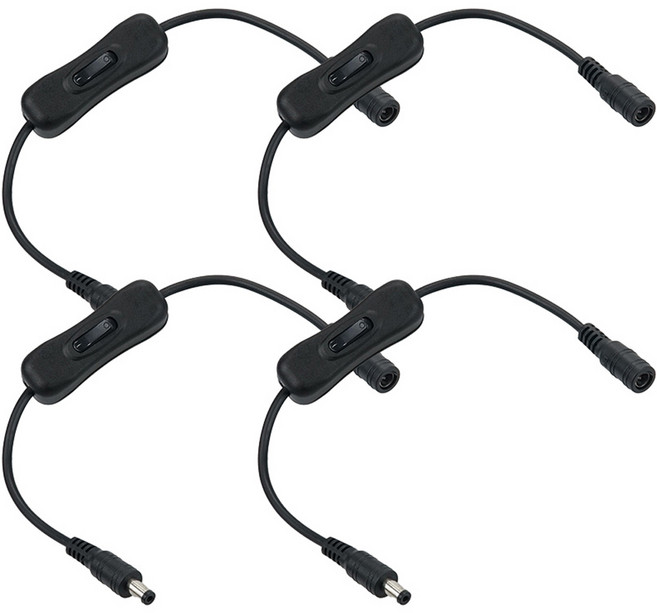 컴스 On Off 스위치 외경 5.5 내경 2.1 MF DC 변환 케이블 DP338, 4개, 30cm