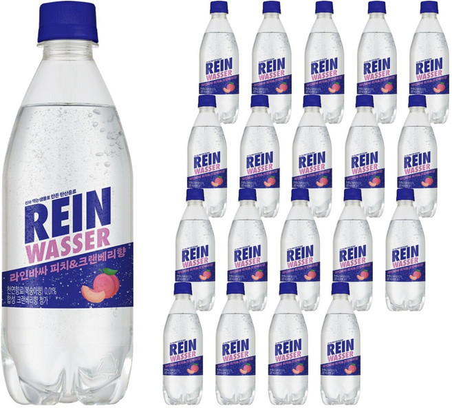 라인바싸 탄산음료 피치크랜베리 랜덤발송, 20개, 500ml